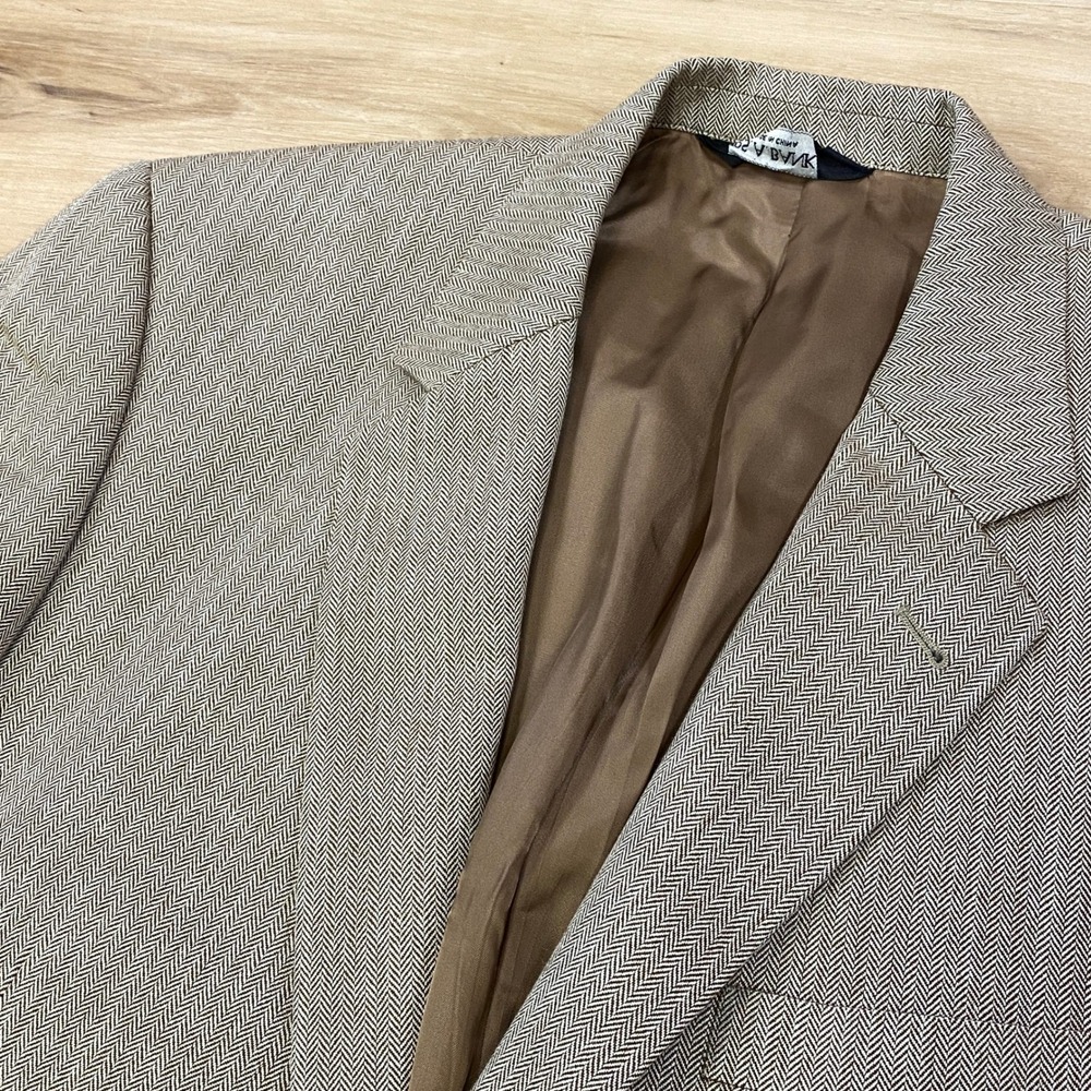 Jos. A. Bank Blazer Mens 44R Quiet Luxury Silk Camelhair Herringbone Tan Classic